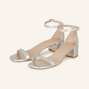 NWOT STUART WEITZMAN NUDISTCURVE 35 Silver Sandals Size 7.5